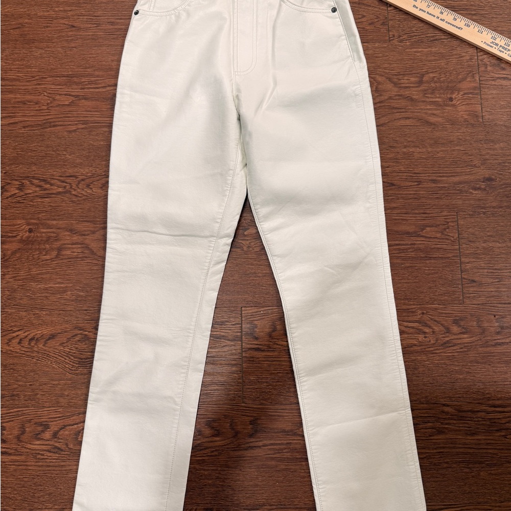 Agolde White High-Rise Leather Pants